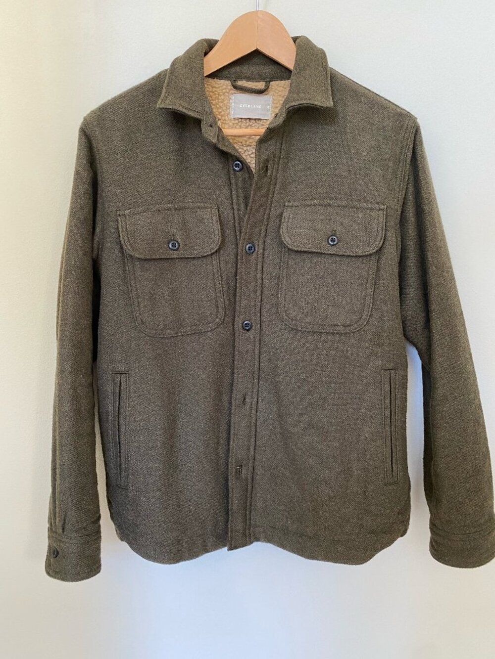 Everlane - ReNewFleece Lined Heavyweight Overshirt Heather Green - Mens - Size S